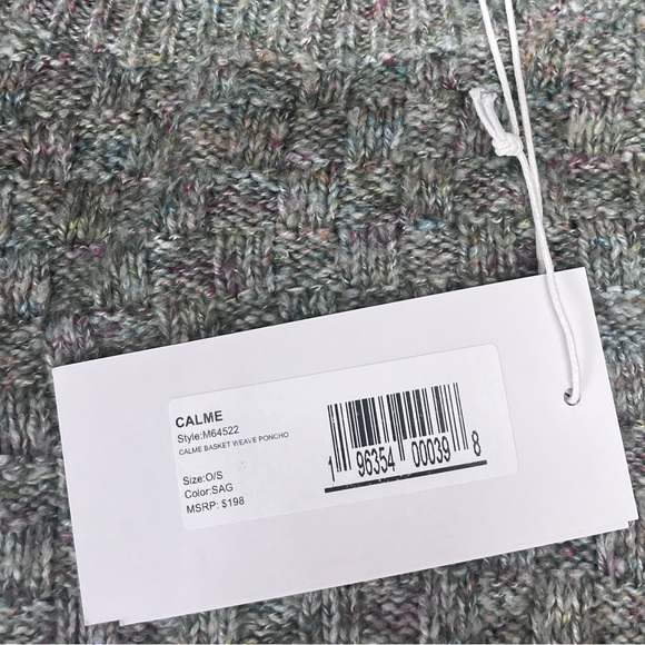 Johnny Was‎ Calme Basket Weave Knit Poncho Sweater Sage Green One Size NWT - Picture 6 of 11